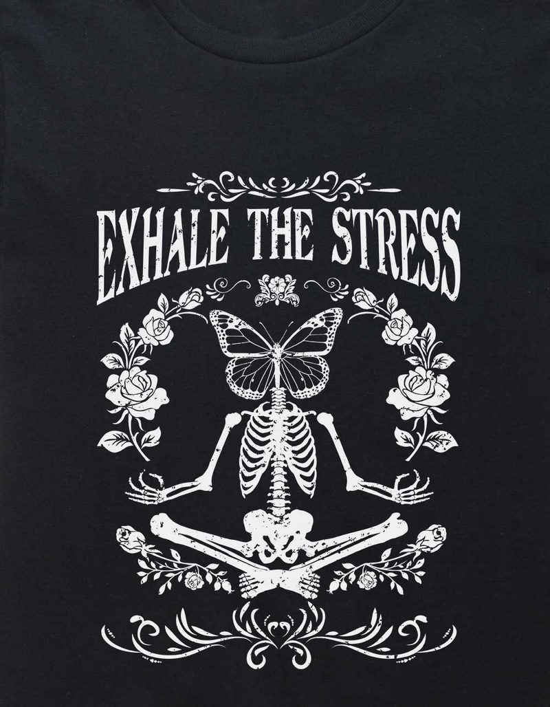 SKELETON Exhale The Stress Distressed Unisex Kids Tee image number 1