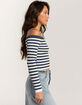 RSQ Womens Stripe Off The Shoulder Long Sleeve Top image number 3