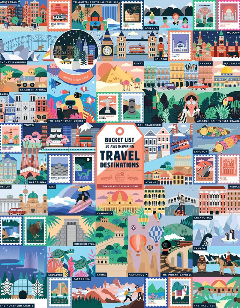 Ridley's 50 Awe-Inspiring Travel Destinations 1000 Piece Puzzle image number 1