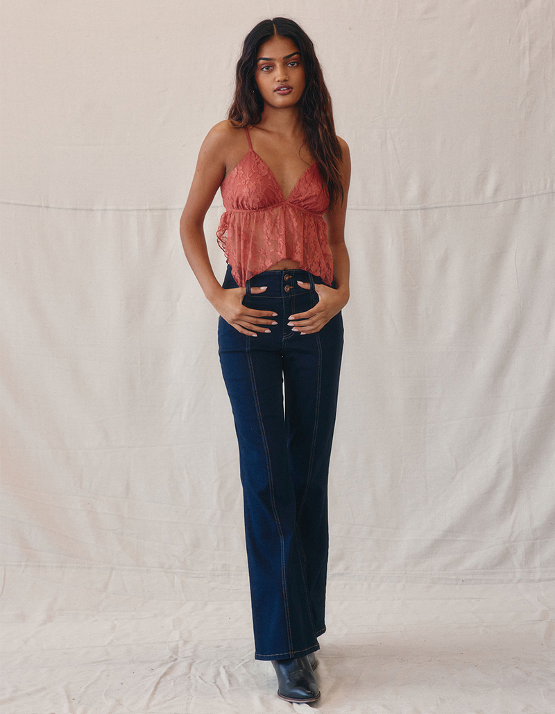WEST OF MELROSE High Rise Seam Flare Womens Denim Jeans image number 0