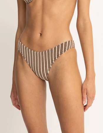 RHYTHM Terry Sands Stripe High Leg Bikini Bottoms