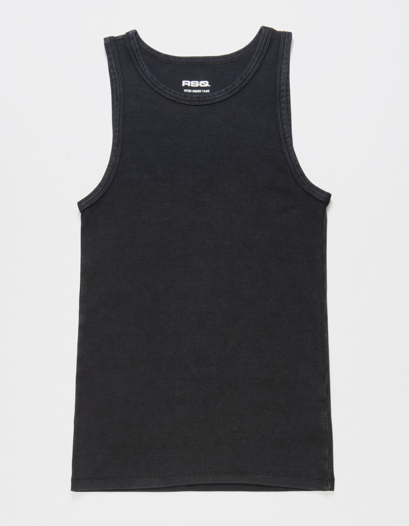 RSQ Mens Washed Fitted Rib Tank Top image number 0