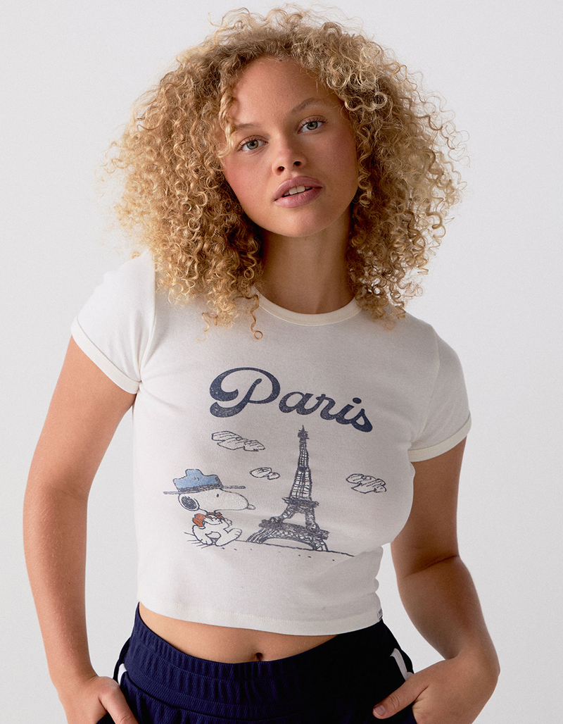 RSQ x Peanuts Snoopy Paris Womens Baby Tee image number 0