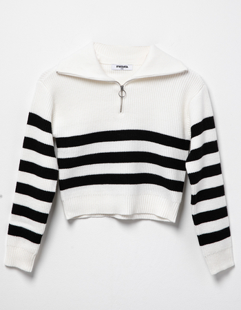 RSQ Girls Stripe Quarter Zip Sweater