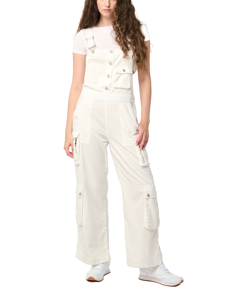 BLANK NYC Wide Leg White Denim Cargo Overall image number 0