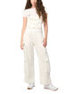 BLANK NYC Wide Leg White Denim Cargo Overall image number 1