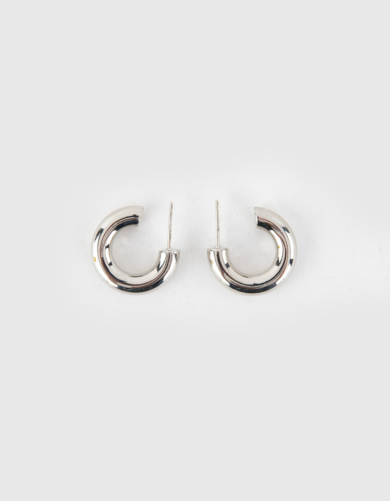 DO EVERYTHING IN LOVE White Gold Dipped Huggie Hoop Earrings image number 0