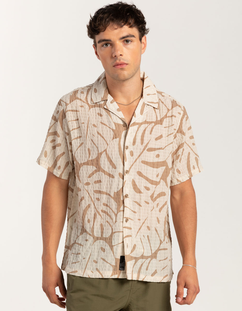 RSQ Mens Texture Leaf Camp Shirt image number 2