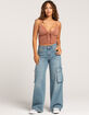 RSQ Womens High Rise Cargo Wide Leg Denim Jeans image number 6