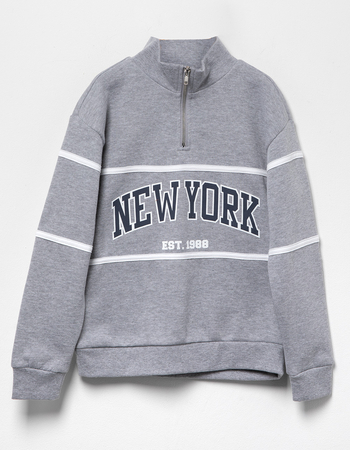FULL TILT New York Half-Zip Girls Mock Neck Sweatshirt