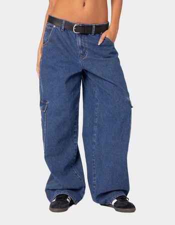 EDIKTED Super Oversized Belted Boyfriend Jeans Primary Image