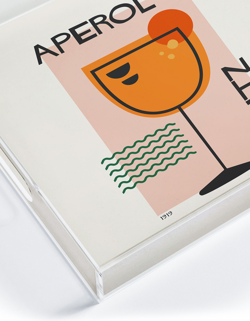 DENY DESIGNS Cocoon Design Cocktail Print Aperol Spritz Acrylic Tray image number 2