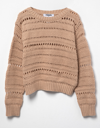 RSQ Girls Solid Open Weave Sweater