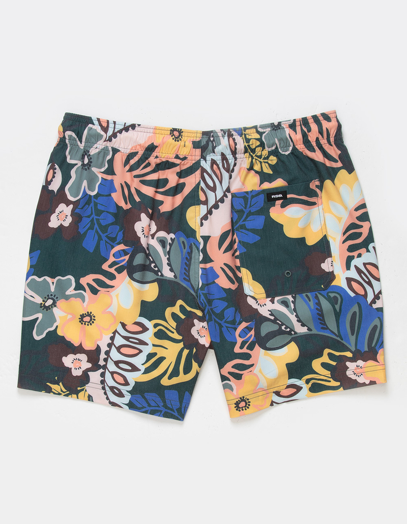 RSQ Mens Paisley Floral 5" Swim Shorts image number 2
