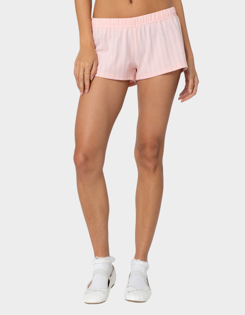 EDIKTED Irene Low Rise Pointelle Micro Shorts image number 0