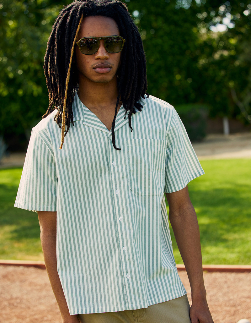 RSQ Mens Stripe Oxford Camp Shirt  image number 0