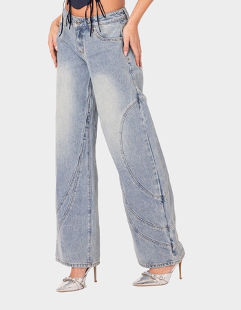 EDIKTED Oaklynn Stitch Detail Low Rise Jeans