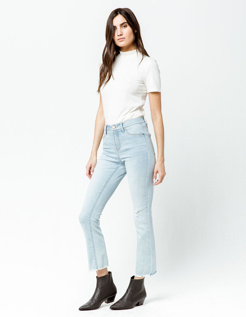 RSQ Sydney Crop Light Blast Womens Ripped Flare Jeans image number 4