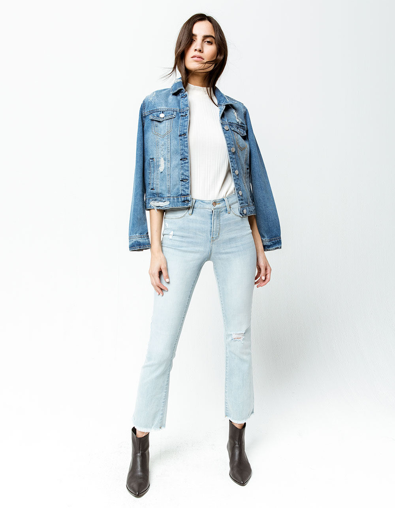 RSQ Sydney Crop Light Blast Womens Ripped Flare Jeans image number 0
