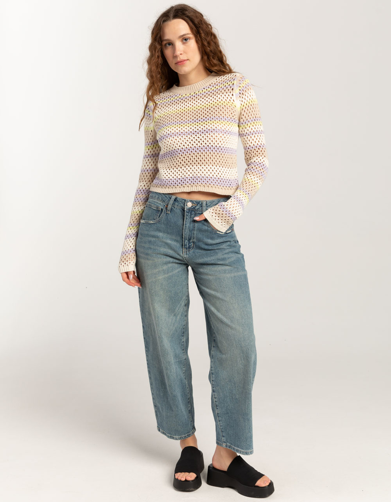 FULL TILT Open Weave Color Block Womens Sweater image number 1