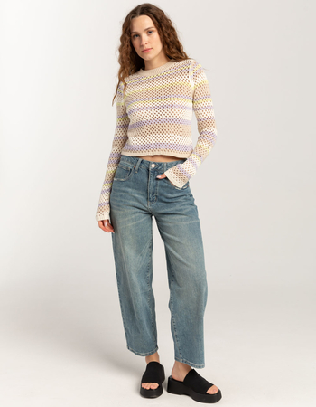 FULL TILT Open Weave Color Block Womens Sweater