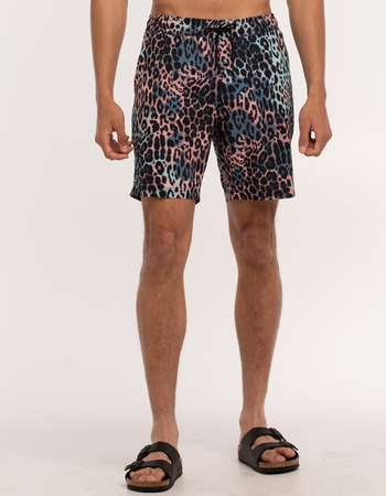 BLUE CROWN Cheetah Dye Mens 7" Swim Shorts