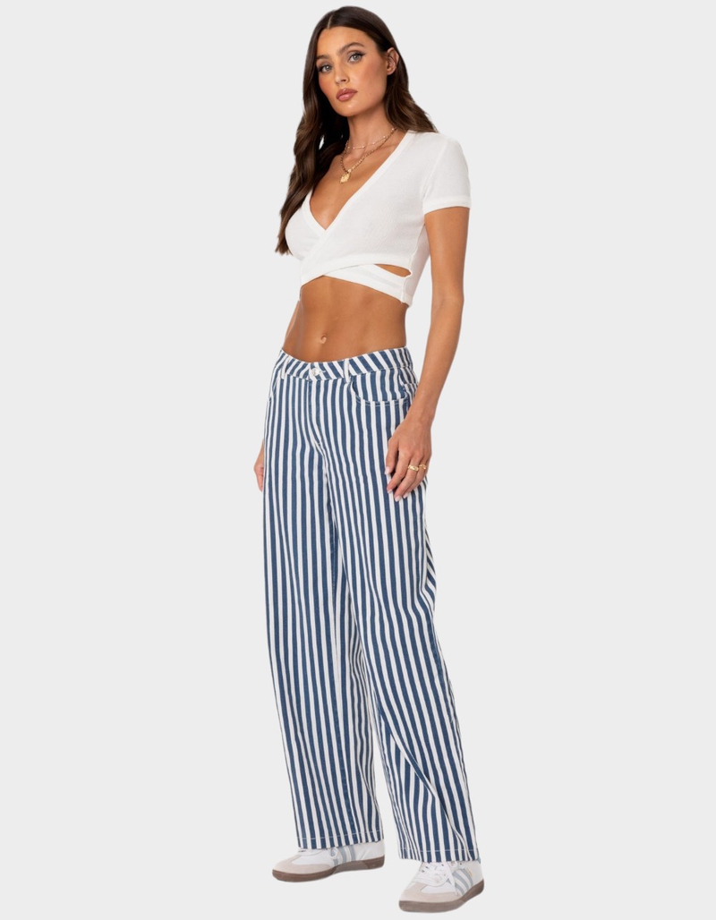 EDIKTED Striped Low Rise Jeans image number 3