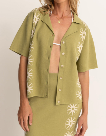 RHYTHM Horizon Womens Knitted Button Up Shirt