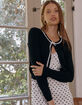 WEST OF MELROSE Bow Womens Fitted Cardigan image number 1