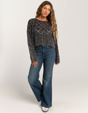 FULL TILT Womens Open Weave Washed Pullover Sweater