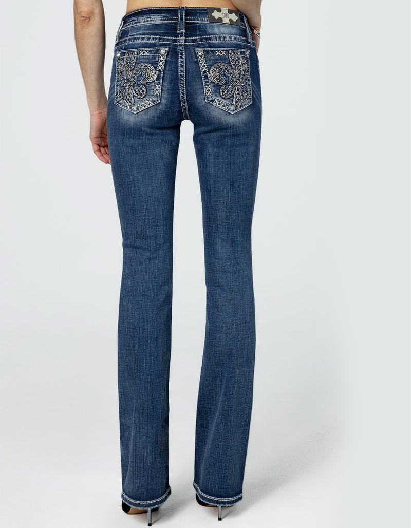 MISS ME Fleur De Lis Womens Bootcut Jeans image number 1