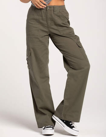 RSQ Womens Mid Rise Cargo Tape Pocket Twill Pants Alternative Image