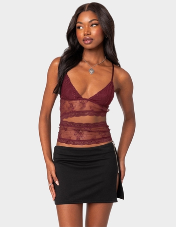 EDIKTED Spice Cut Out Sheer Lace Tank Top Primary Image