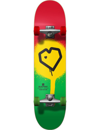 BLUEPRINT Spray Heart Rasta 8" Complete Skateboard