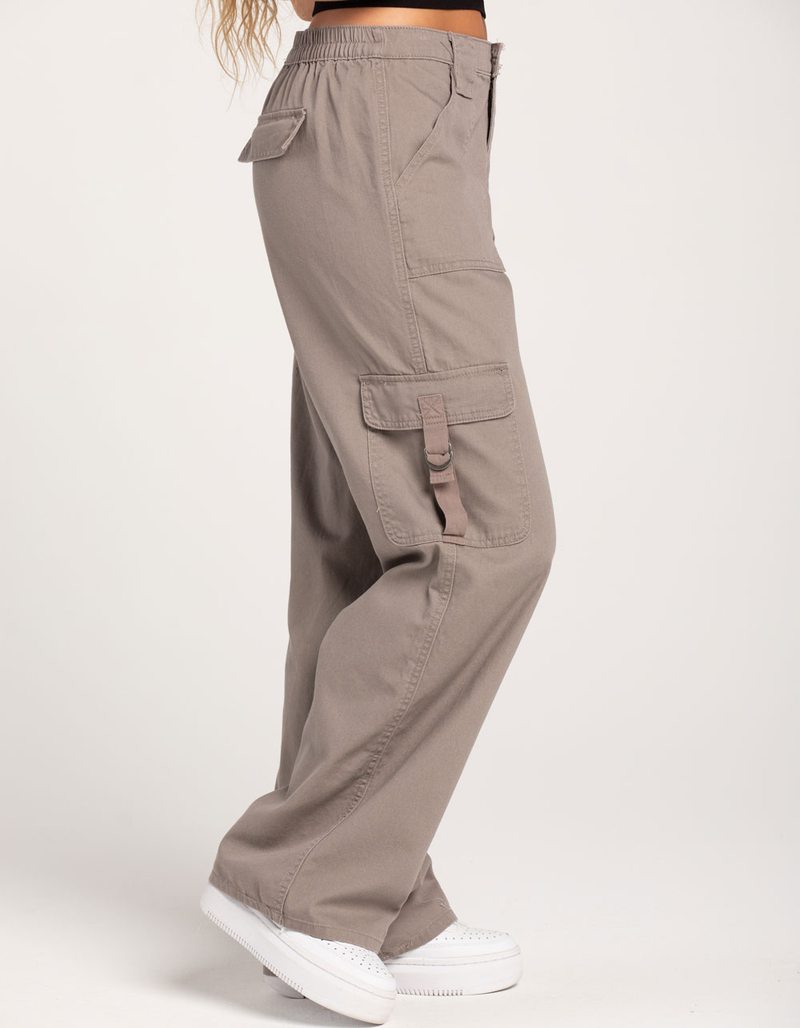 RSQ Womens Mid Rise Cargo Tape Pocket Twill Pants image number 2