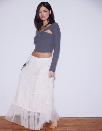 WEST OF MELROSE Tulle Tiered Womens Maxi Skirt