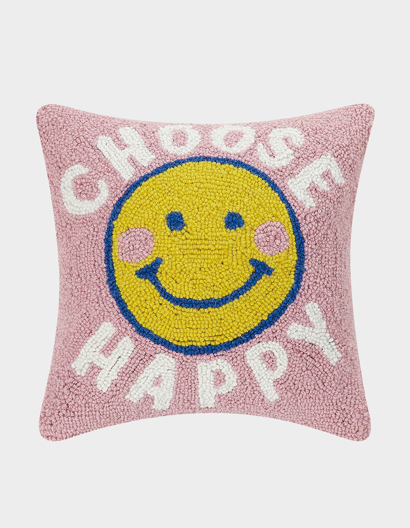 Choose Happy Hooked Pillow image number 0
