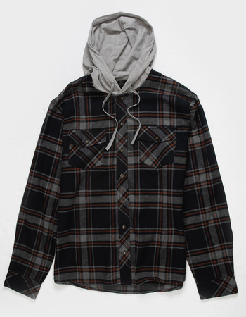 RSQ Mens Plaid Hooded Flannel