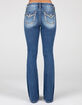 MISS ME Gold Floral Stitch Border Womens Bootcut Jeans image number 1