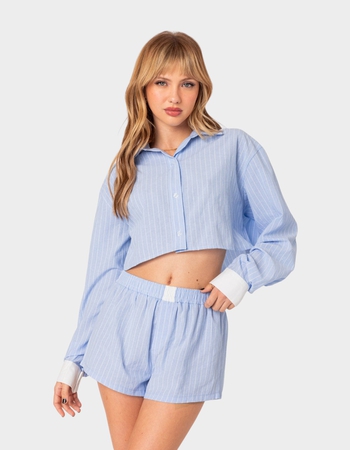 EDIKTED Lea Cropped Button Up Shirt Primary Image