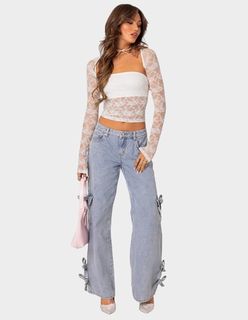EDIKTED Bows 4 Days Low Rise Baggy Jeans