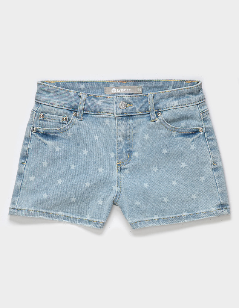 TRACTR Brittany Star Print Girls Denim Shorts image number 0