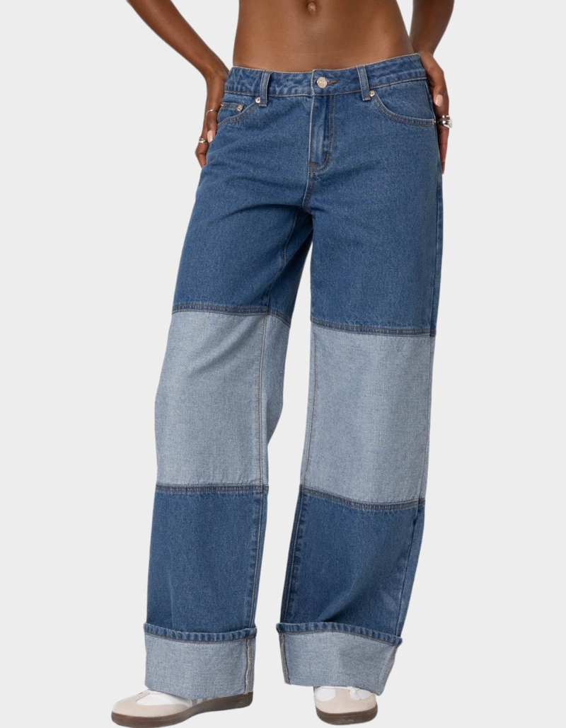 EDIKTED Lindsey Two Tone Cuffed Jeans image number 0