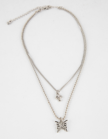 FULL TILT Layered Ball Chain Butterfly Necklace