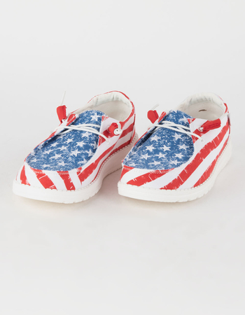 HEY DUDE Wendy Patriotic Star Spangled Womens Slip On Shoes