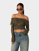 EDIKTED Distressed Fold Over Womens Sweater image number 1
