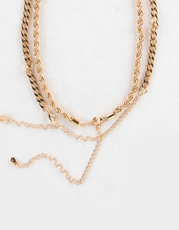 RSQ Layered Rope Curb Chain Necklace
