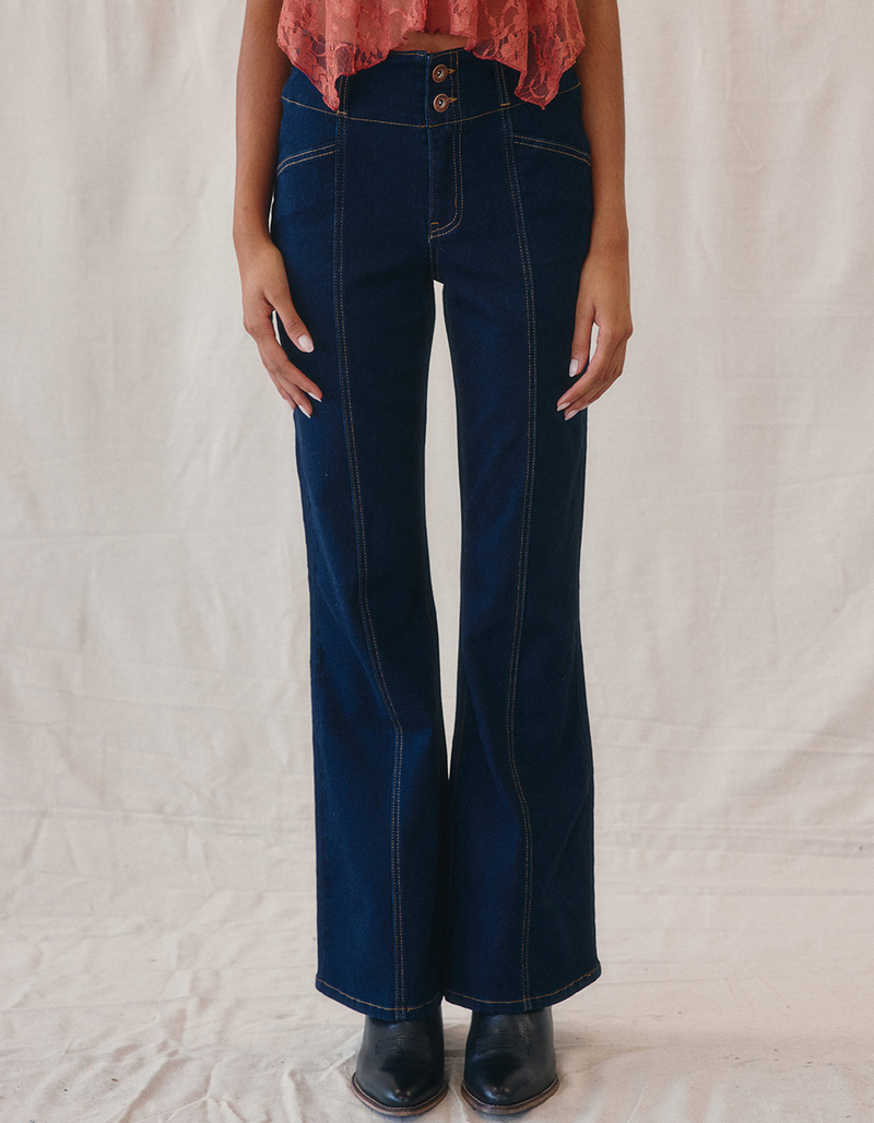 WEST OF MELROSE High Rise Seam Flare Womens Denim Jeans image number 1