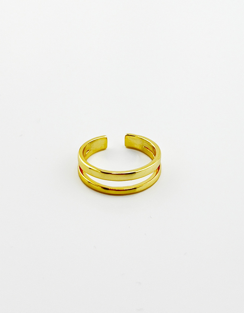 DO EVERYTHING IN LOVE 14K Gold Dipped Double Ring image number 0
