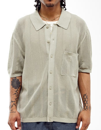 BDG Urban Outfitters Knitted Mens Button Up Shirt